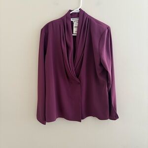 NWT Vintage Helene St. Marie Elegant Women's Blouse in Deep Purple large